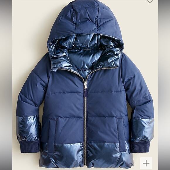 CrewCuts Girls' reversible puffer Hoodie Jacket with Prima Loft Blue XL - Picture 1 of 16